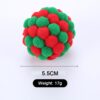 587691316 1 PC Pet Supplies Cat Self-excited Ball Funny Cat Ball Plush Bell Ball Multicolor Stitching Christmas Color Cat Throwing Toys