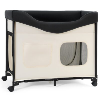 55ecd456-f662-4add-8201-f9ab80978088.jpg Elevated Lounge Pet Bed Foldable Bunk Dog Bed With Wheels & Side Bags L