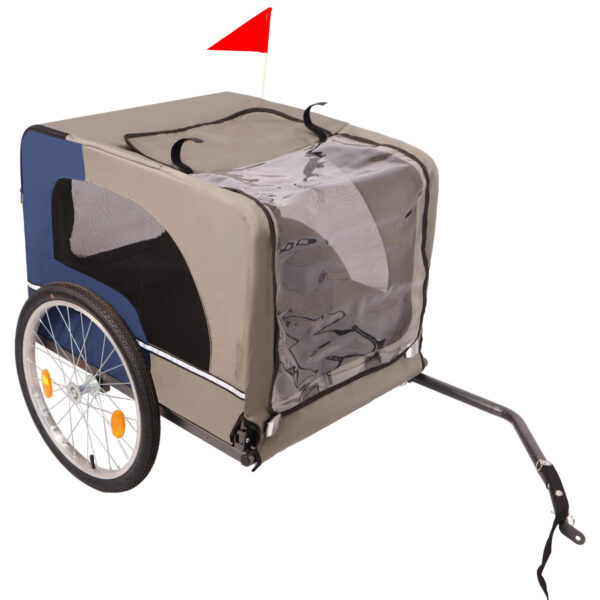 576bf856-7f57-45c4-8be0-2e08264ac014.jpg Dog Bike Trailer - Folding Pet Trailer Car For Bicycle, Folding Pet Carrier With 20 Inch Wheels, 2 Entrances, Safety Flag, Easy To Connect & Store