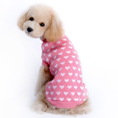 587633340 Autumn And Winter New High Quality Pet Sweater Cute Heart Pattern Dog Clothes Pet Supplies