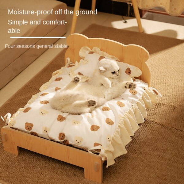 587634345 Cat Bed Universal Pet Bed Pet Nest Dog Nest Removable Solid Wood Bed Cute Kitten Princess Bed Pet Supplies