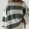 58ea37df-3230-445d-92f9-fa68802eacdb.jpg Loose Striped Sweater Fashion Casual Long Batwing Sleeve Round Neck Pullover Knit Tops Women Clothing