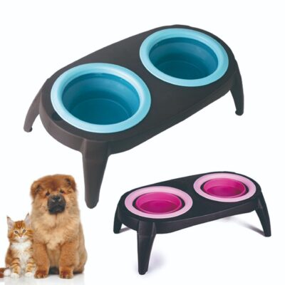 587691364 Pet Double Bowl Pet Silicone Bowl Folding Bowl Pet Bowl