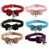 Cat Collar kitten Velvet Bow Tie Safety Elastic Bowtie Bell 6 colours 1pcs Pet supplies