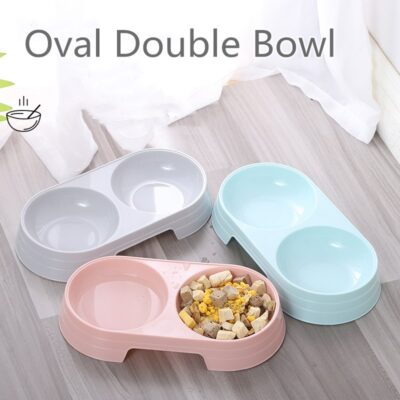 587690660 Macarone Double Pet Bowl Plastic Puppy Cat Food Water Drinking Dish Feeder Cat Puppy Feeding Supplies Small Dog Accessories