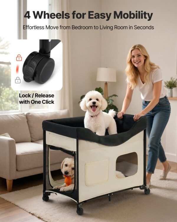 5a5af32d-fb78-45e4-9a07-acf7dc87e250.jpg Elevated Lounge Pet Bed Foldable Bunk Dog Bed With Wheels & Side Bags L