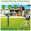 5a634419-4e5e-432d-bbd7-97d76bb44677.jpg 1Pc Solar Ultrasonic Animal Repeller PIR Motion Sensor Animal Repellent Chaser IPX4 Waterproof For Farm Garden Yard To Drive Raccoon Squirrel Rat Skunk Rabbit Mole Dog Cat Snake