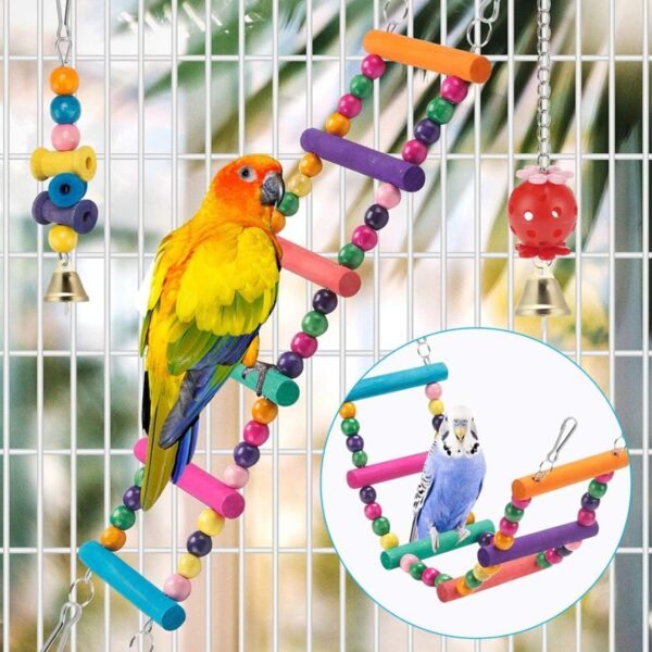 5ae403f0-bc4e-47a4-83fb-87619198b55f.jpg Bird Parakeet Toys Swing Hanging Standing Chewing Hammock Climbing Ladder Bird Cage Colorful Toys Suitable For Budgerigar