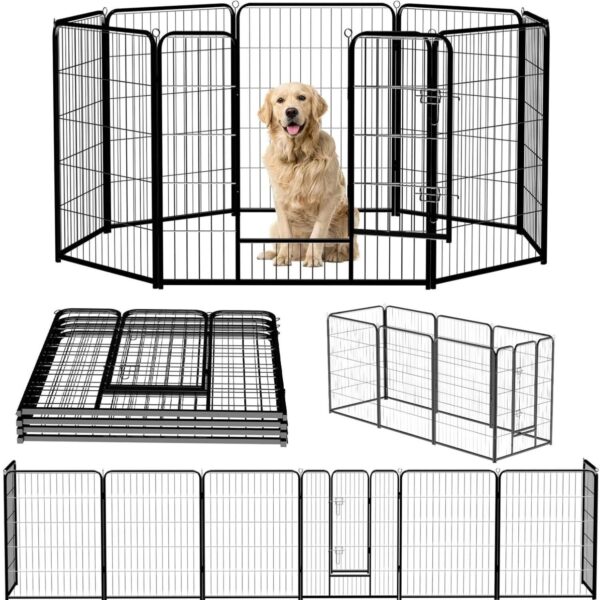 5b383e33-a3c1-4a1a-836d-4bb873cd1de6.jpg Indoor Outdoor Dog Playpen, Premium Pet Puppy Fence With Gate, Portable Cage