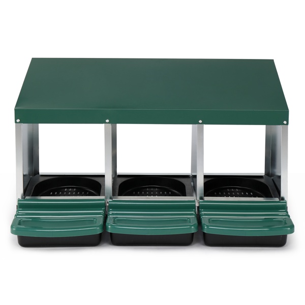 5badc648-52fb-422b-8af5-41eb509e1057.jpg 3 Compartment Roll Out Chicken Nesting Box With Plastic Basket, Egg Nest Box Chicken Laying Box Hens Chicken Coop Box, Green