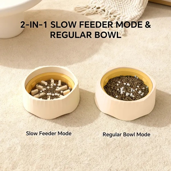 Pink-Dual-purpose Slow Food Bowl, Fast&slow Food Can Be Freely Switched To Adapt To Different Pet Eating Habits, Cross-border Hot Selling Pet Supplies