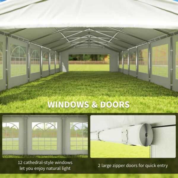 5e4e21a8-b457-4c75-a6d6-5b4c11348d38.jpg 20 X 40 Ft Heavy Duty Party Tent Outdoor Gazebo Wedding Tent Event Shelter Carport BBQ With Removable Sidewalls & Windows, Outside Waterproof Canopy For Parties, White