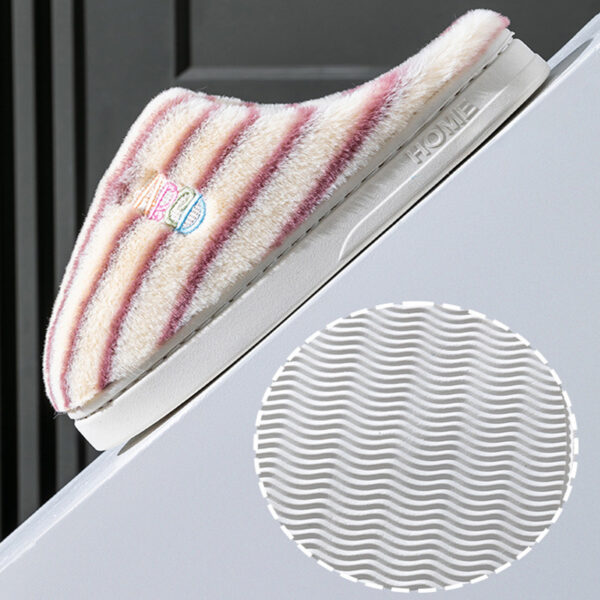 5f13a9e6-7ed7-474e-a85e-50e5e193f62b.jpg Ins Plush Striped Slippers Winter Warm Letter Embroidered Shoes Fashion Floor Bedroom Home Slipper For Women Men Couples