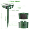 5f3983fe-928d-46fe-a1cf-4df247a3d494.jpg 1Pc Solar Ultrasonic Animal Repeller PIR Sensor Animal Repellent Chaser With Flashing Light IPX4 Waterproof For Chasing Deer Raccoon Squirrel Rat Skunk Rabbit Mole Dog Cat Snake