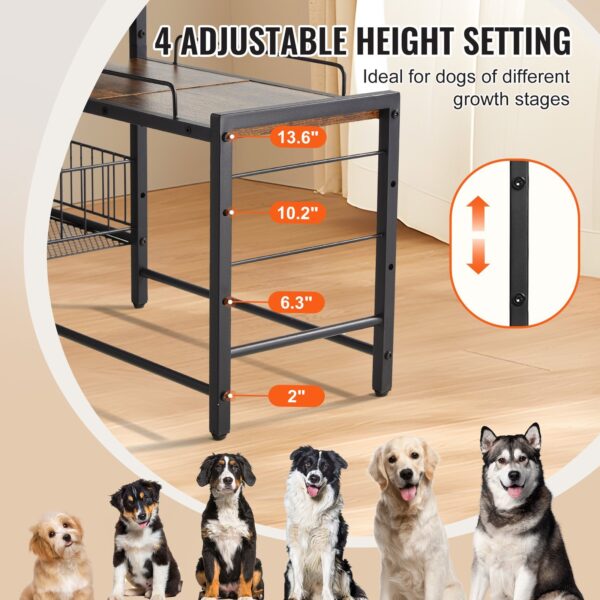 Pet Feeding Station With Storage Dog Food & Toy Organizer Raised Dog Bowls