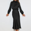 6061de5e-56c0-415a-9a61-6e10afcb0ece.jpg Elegant Temperament Long-sleeved Dress Satin Halterneck Formal Evening Dresses Women Clothing