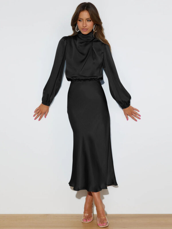 6061de5e-56c0-415a-9a61-6e10afcb0ece.jpg Elegant Temperament Long-sleeved Dress Satin Halterneck Formal Evening Dresses Women Clothing