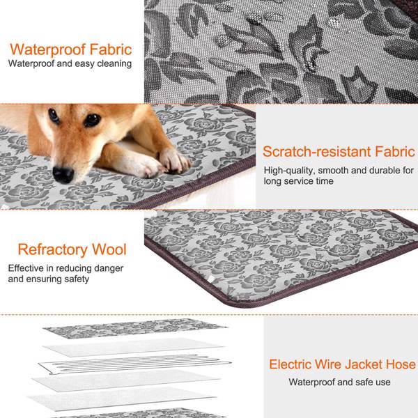 6204e64e-a48b-4d34-9f2b-0ba77ac3d573.jpg Pet Heating Pad, Waterproof Adjustable Warm Blanket, With Anti Bite Steel Rope Box