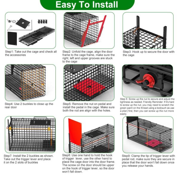 627ba3c1-ee1a-468e-a035-d784f9eab567.jpg Live Animal Cage Trap For Animals Humane Galvanized Iron Trap Cage For Raccoons Armadillos Foxes Opossums Muskrats Beavers 26in 32in 40in Size Options