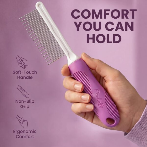 633128cb-e745-4ad4-a07f-b060088a97f8.jpg Pet Comb With Long Short Stainless Steel Teeth For Removing Matted Fur, Knots Tangles Detangler Tool Accessories For