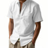 648e1b04-6924-4a80-bd1a-b7deca60343e.jpg Solid Color Linen Shirt Short Sleeve Men