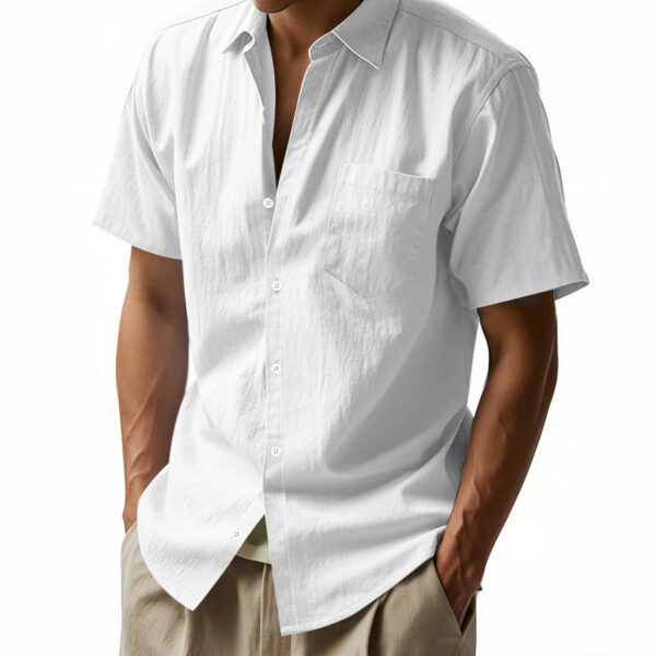 648e1b04-6924-4a80-bd1a-b7deca60343e.jpg Solid Color Linen Shirt Short Sleeve Men