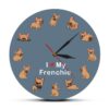 587616848 French Bulldog Printed Wall Clock Backlight Pet Shop Dog Breed Decor I Love My Frenchie Puppy Silent Non-ticking Clock