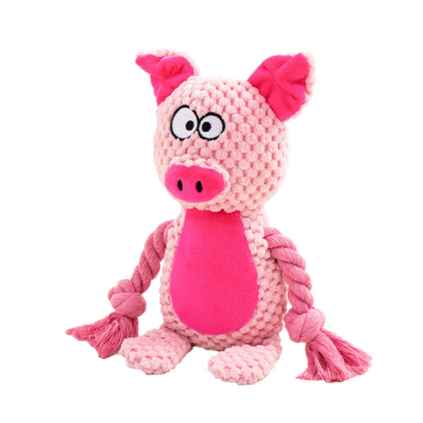 587813869 Pet plush sound cotton rope toy fox frog pig dog interactive tug of war training supplies