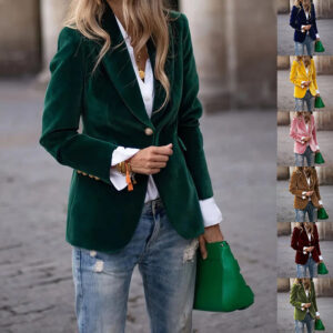 66cbf841-0e9e-4e5e-8408-4cfc3f65307c.jpg Velvet Lapel Casual Suit Business Fashion Slim Single-breasted Jacket Outwear Clothing For Women