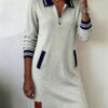 6734bbde-2966-4fab-9846-4dc2e74c5ca1.jpg Casual Sports Dress Fashion Lapel Zipper Pockets Long Sleeve Dresses For Women Clothing