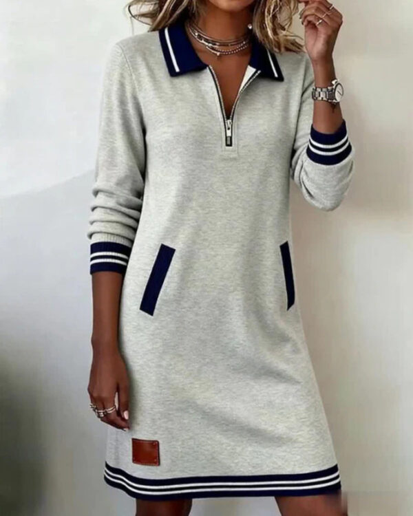 6734bbde-2966-4fab-9846-4dc2e74c5ca1.jpg Casual Sports Dress Fashion Lapel Zipper Pockets Long Sleeve Dresses For Women Clothing