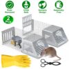 6743ab82-db8d-40e0-bd1f-aab733c3278b.jpg 2Pcs Humane Mouse Trap Cage No Assembly Need Automatic Continuous Rat Trap With Single Way Door Reusable Catch And Release Live Cage Trap For Rodents Moles Voles Mice For Spring Summer