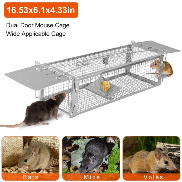684a794d-7331-47e2-90f0-c72ed41e5768.jpg 1Pc Dual Door Rat Trap Cage Humane Live Rodent Dense Mesh Trap Cage Zinc Electroplating Mice Mouse Control Bait Catch With 2 Detachable U Shaped Rod