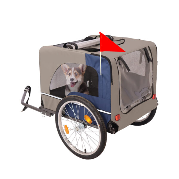 68bd5423-3cdc-48e9-a922-8b41d270dd80.jpg Dog Bike Trailer - Folding Pet Trailer Car For Bicycle, Folding Pet Carrier With 20 Inch Wheels, 2 Entrances, Safety Flag, Easy To Connect & Store