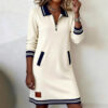 69292166-7eba-4f04-995a-d8af4f92b148.jpg Casual Sports Dress Fashion Lapel Zipper Pockets Long Sleeve Dresses For Women Clothing
