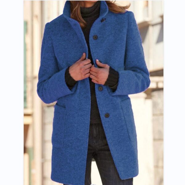 6a64c773-f8b2-46fa-baa2-dea175f9622f.jpg Fashion Stand Collar Woolen Coat With Pockets Fall Winter Casual Button Outwear For Women Clothing