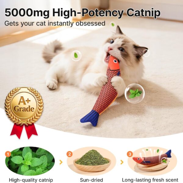 6a8e0aaa-762f-4f9b-9d98-0a560506ec57.jpg Cat Toys Saury Fish, 3 Pack, Catnip Crinkle Sound, Soft And Durable, Interactive Kitten Kicker For Indoor Kitty