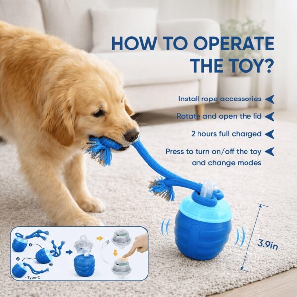 6b110fc9-735a-4c5d-aad0-cf23fe98a955.jpg 2026 Upgraded Smart Interactive Dog Toy Ball Boosts Intelligence Fitness For Small Medium Large Dogs Fits Indoor Hardwood Floors Outdoor Carpet Randomly Comes With 1 Spare Chew Rope