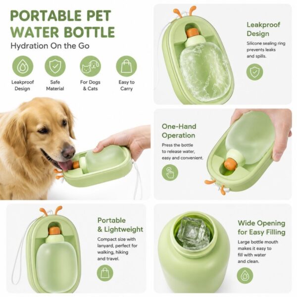 6d18874a-d423-4cf9-9d15-077cd95ab327.jpg Portable Pet Water Bottle With Cute Antlers Food Grade, BPA Free, Leak Proof Travel Cup For Dogs, Durable, Easy-to-Clean Outdoor Water Dispenser With Lanyard.