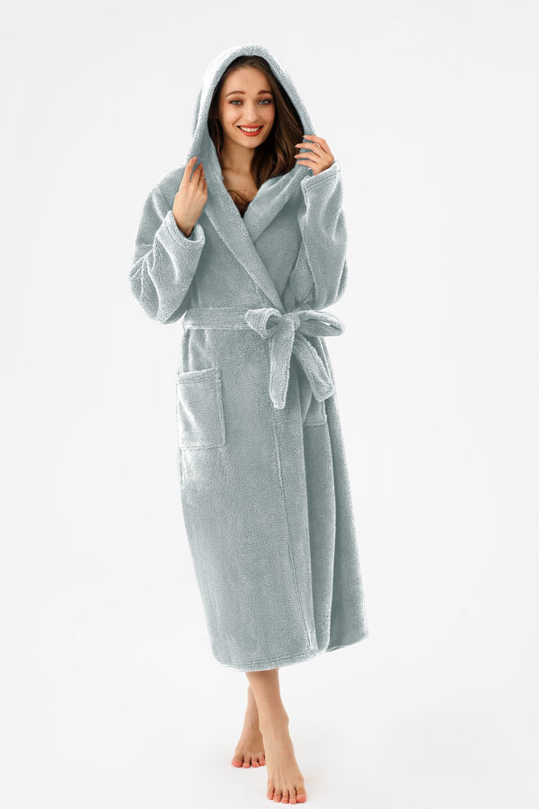 6d9d53ce-54cd-4047-b213-397dd8af0e26.jpg RONGTAI Womens Hooded Robe Long Plush Fleece Bathrobe With Pockets Nightwear S-XXL