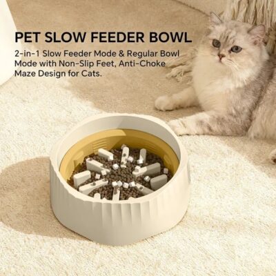 6e5e1bfb-2edf-4d37-a827-4edadc6c1d6f.jpg White Dual-purpose Slow Food Bowl, Fast&slow Food Can Be Freely Switched To Adapt To Different Pet Eating Habits, Cross-border Hot Selling Pet Supplies