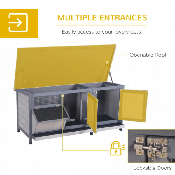 6e780d1d-45e1-4074-9559-0490229d1656.jpg Wooden Rabbit Hutch Bunny Hutch Cage Guinea Pig With Waterproof Roof, No Leak Tray And Feeding Trough, For Rabbits, Chickens, Ducks