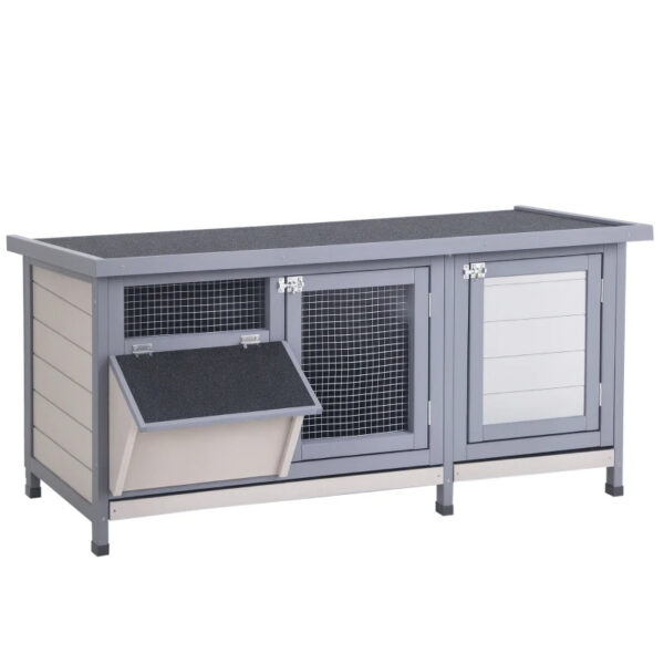 6f6f4ff3-3f5f-47b3-b4a6-19c2c3326ae6.jpg Wooden Rabbit Hutch Bunny Hutch Cage Guinea Pig With Waterproof Roof, No Leak Tray And Feeding Trough, For Rabbits, Chickens, Ducks