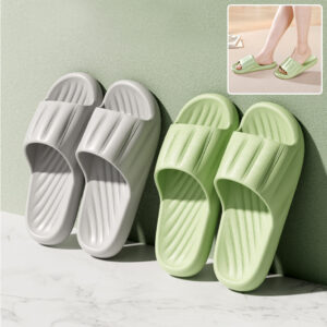 708a65ac-5591-4769-a9c1-07b366bbf58d.jpg Fashion Solid Color Striped Home Slippers Summer Thick Bottom Non-slip Bathroom Slipper Women Men Couples Shoes