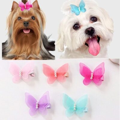 73070559-f14e-4cc6-8695-8bbe5fd50425.jpg 10pcs Pet Hair Accessories, Butterfly Pearl Hair Clips For Girls Cats And Dogs
