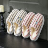 73442bba-aa52-4b21-92ab-ffb82b2e8d48.jpg Ins Plush Striped Slippers Winter Warm Letter Embroidered Shoes Fashion Floor Bedroom Home Slipper For Women Men Couples