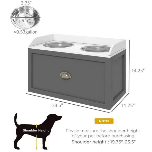736a2175-a007-4db6-b9a8-3a8490b914df.jpg Pet Feeding Station Pet Dish Bowl Set With Storage, 2 Elevated Dog Bowls For Large Sized Dogs, Gray