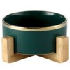 587634936 Cat Dog Feeders Bowl Ceramic Tableware Bowls Pet Food Water Bowl Bamboo Frame Antiskid Pet Supplies Dog Cat Feeding Bowl