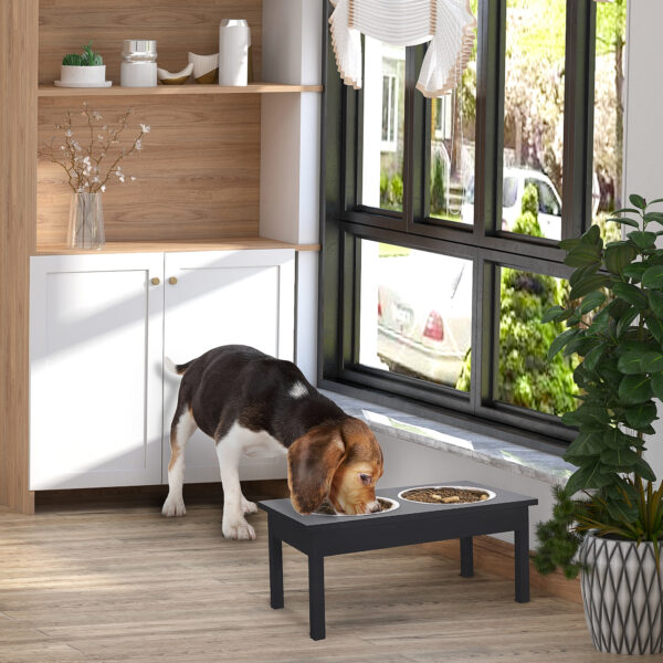 753dbc46-bf83-45b4-aab3-721d68e2b1bc.jpg 23" Wooden Heavy Duty Dog Food Bowls Pet Elevated Feeding Station -Black