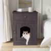 Wooden Pet House Cat Litter Box Enclosure With Drawer, Side Table, Indoor Pet Crate, Cat Home Nightstand Brown
